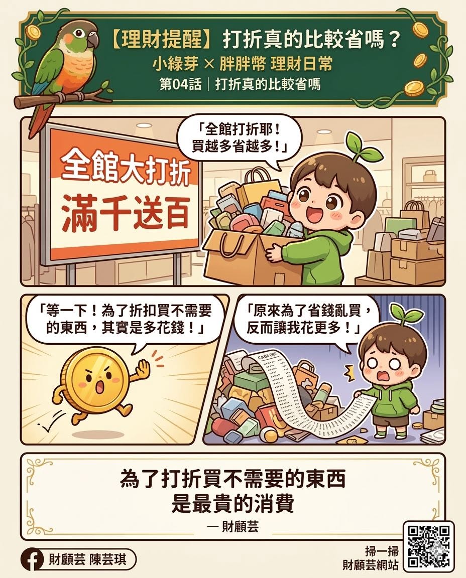 胖胖幣財商小學堂第四集：打折真的比較省嗎漫畫