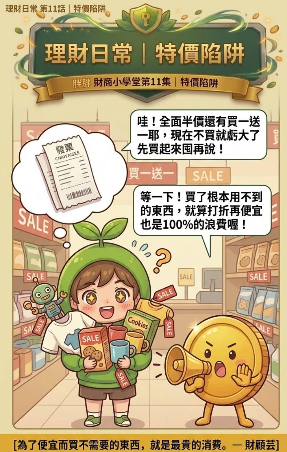 胖胖幣財商小學堂第十一集：特價囤貨陷阱漫畫