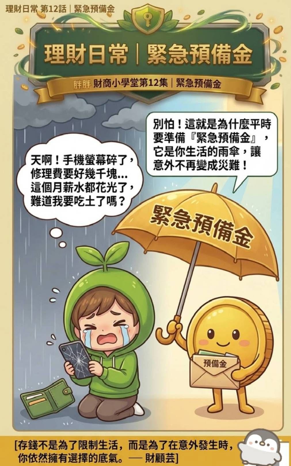 胖胖幣財商小學堂第十二集：緊急預備金漫畫